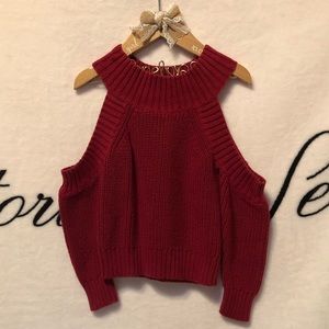 Faye Open Shoulder Burgundy Sweater